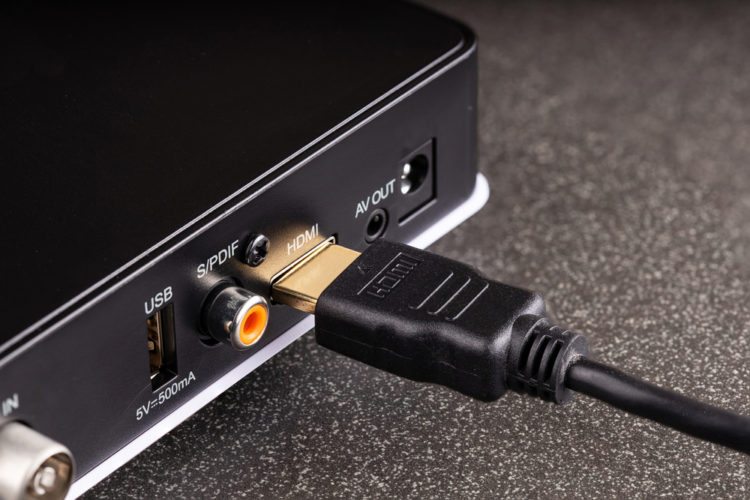 HDMI cable pluggin a device