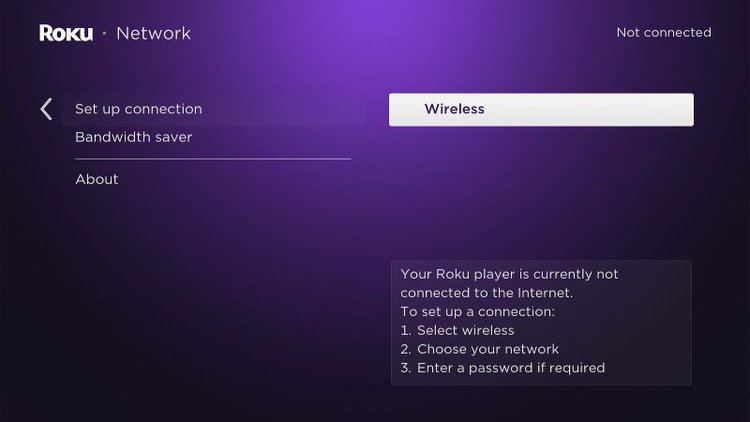 Network settings on Roku