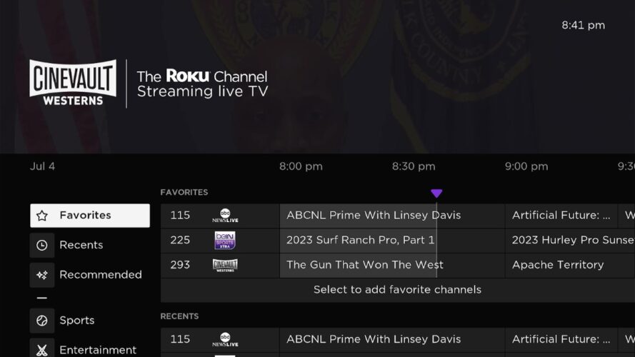The Roku Channel Streaming Live TV Main Screen 889x500 