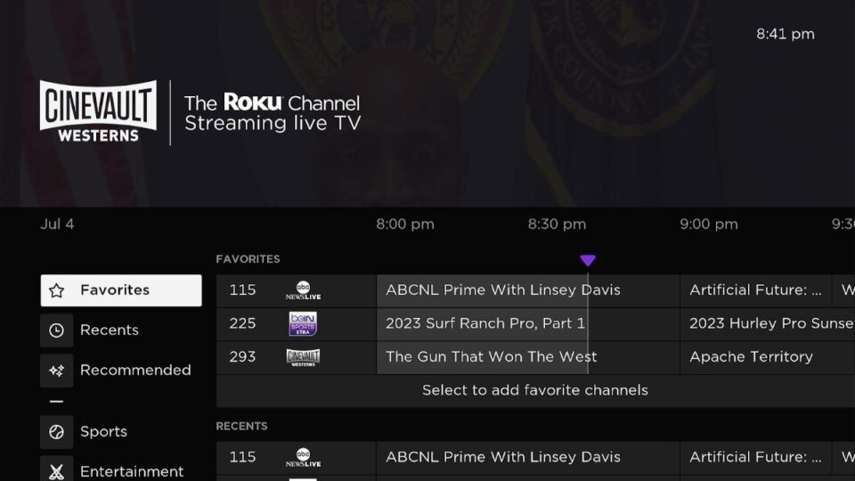 The Roku Channel Streaming Live TV Main Screen 960x540 