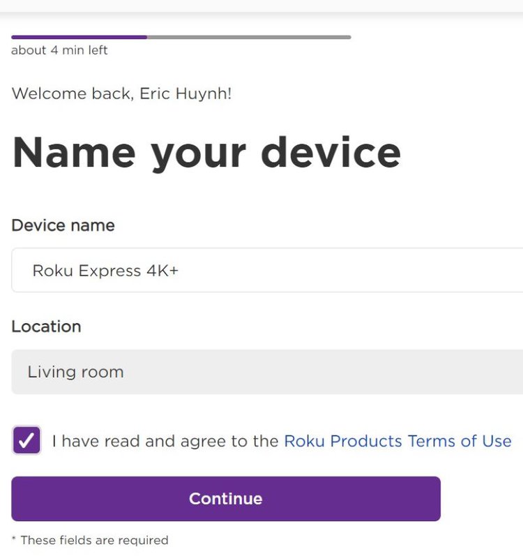 naming Roku device on Roku website when linking Roku account