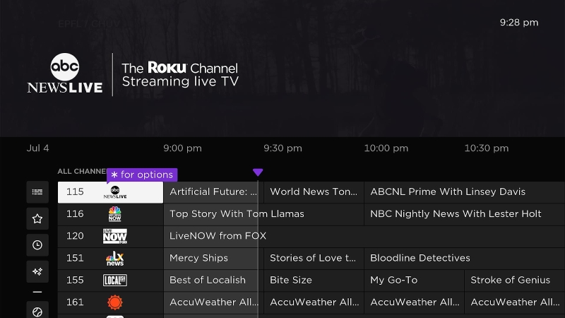 Nbc streaming discount live tv roku