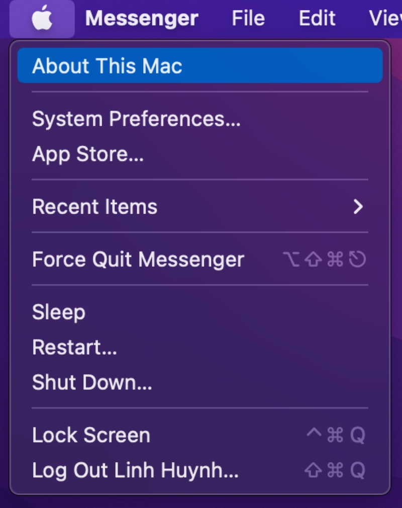 select About This Mac setting
