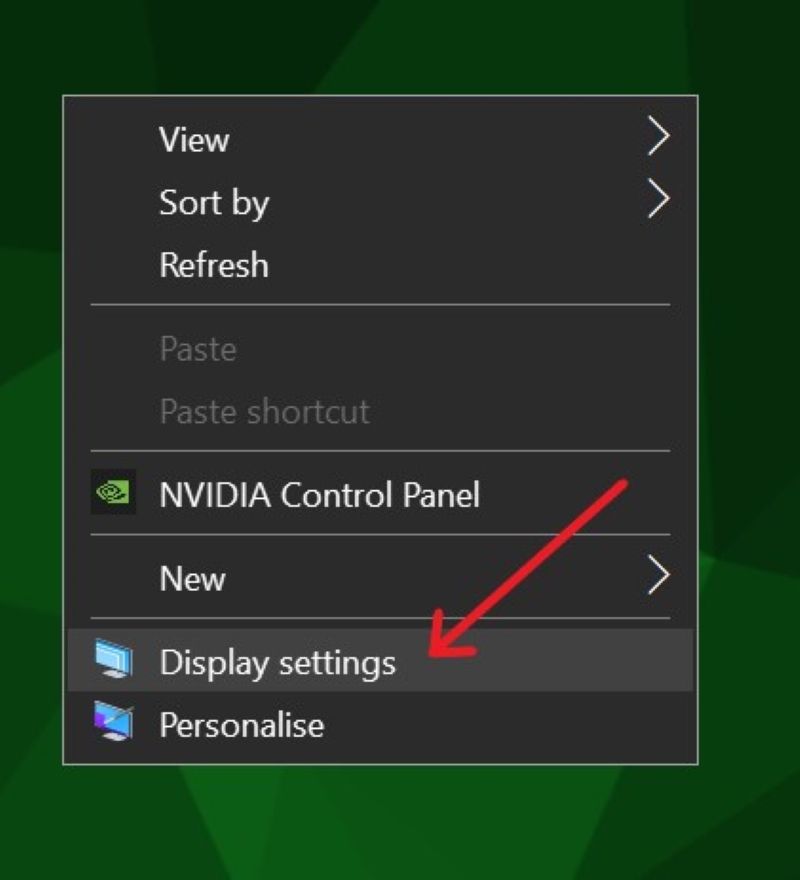 select Display settings on the Windows PC