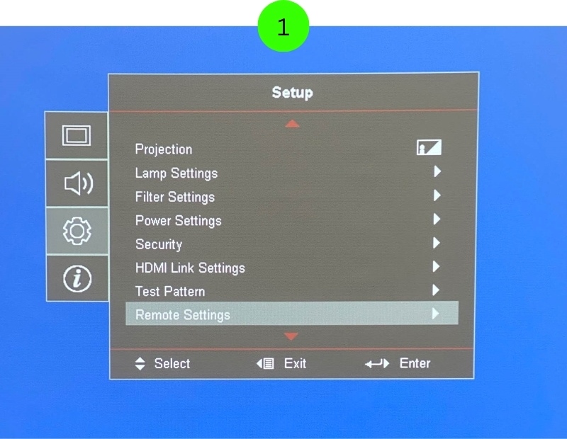 select Remote Settings on the Optoma projector