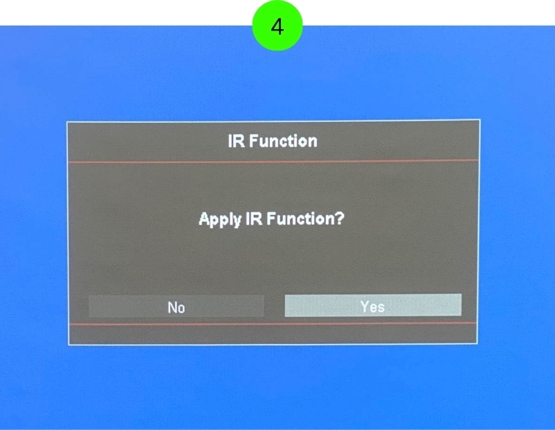 select Yes to Apply IR Function on the Optoma projector