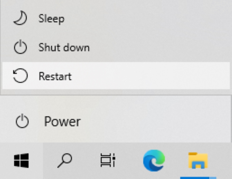 select the Restart option on the Windows PC