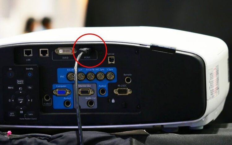 An HDMI port on a projector