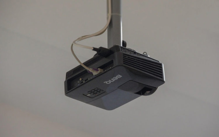 BenQ projector hanging on the ceiling