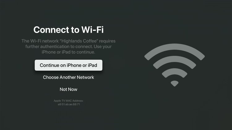 Captive Wi-Fi feature on Apple TV