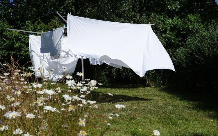 Drying White Sheet Outdoor