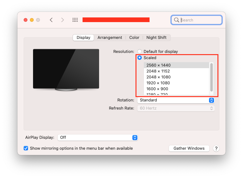 How to scale resolutions in MacOs
