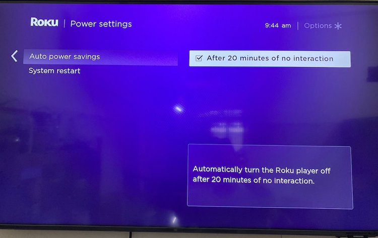 Roku Auto power savings