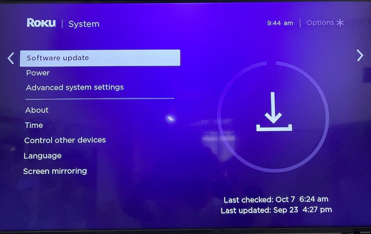 Roku software update