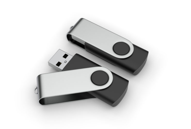 USB Flash Drives on a white background