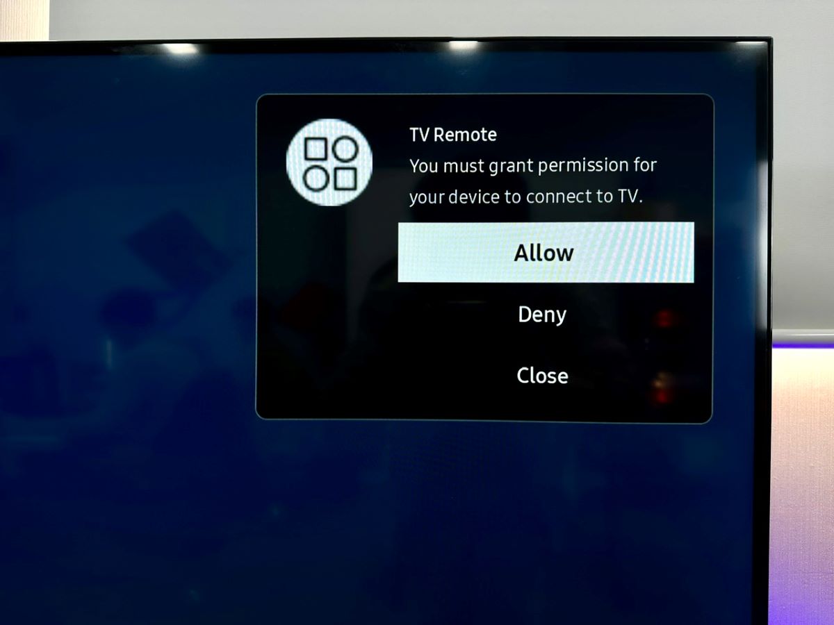allow the remote app on an iphone to connect to the samsung tv