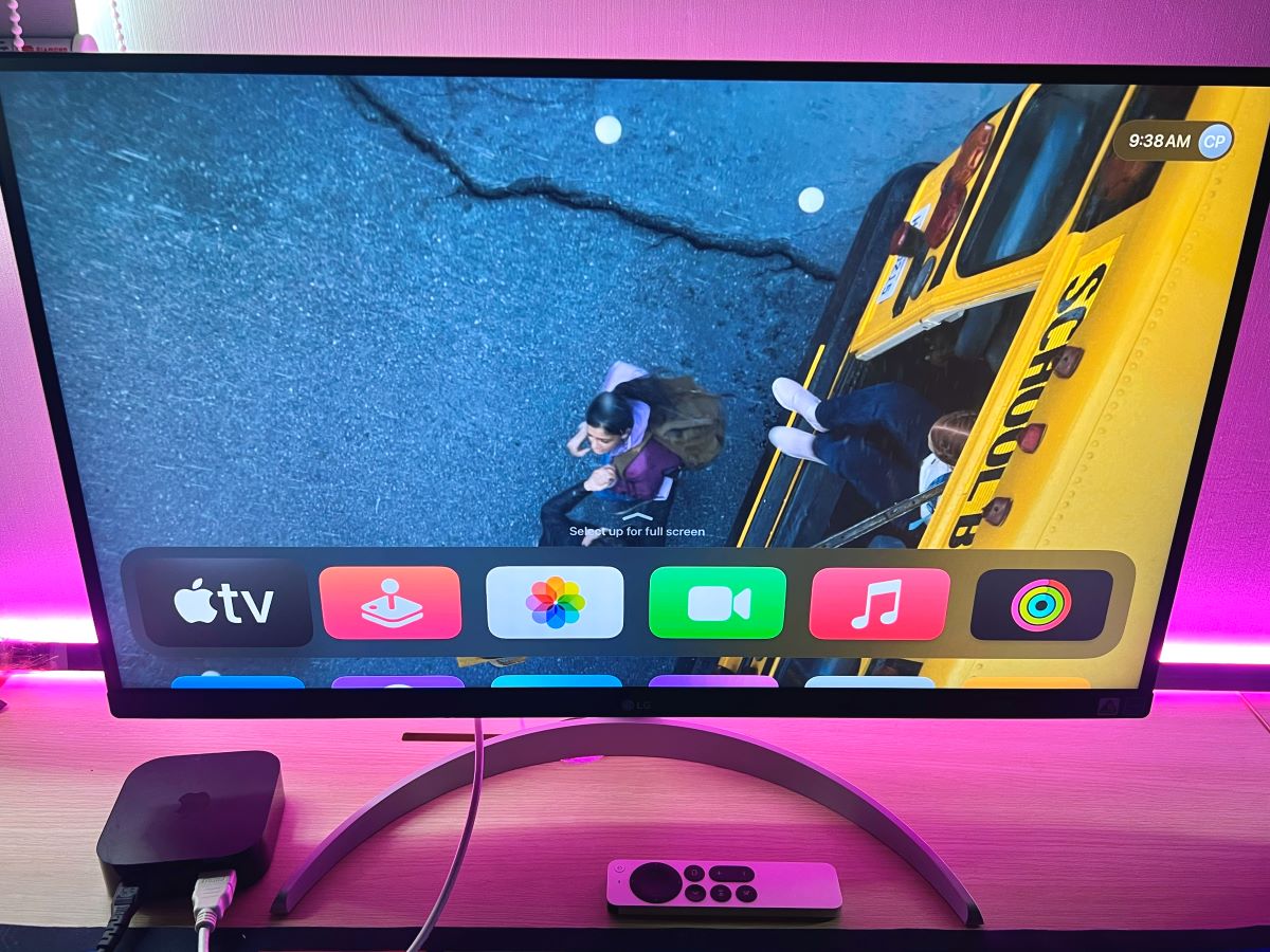 apple tv 4k is connected to a computer monitor