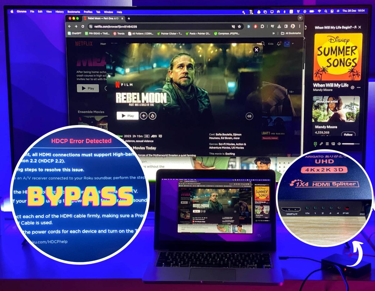 bypass HDCP error on Macbook with an HDMI Splitter