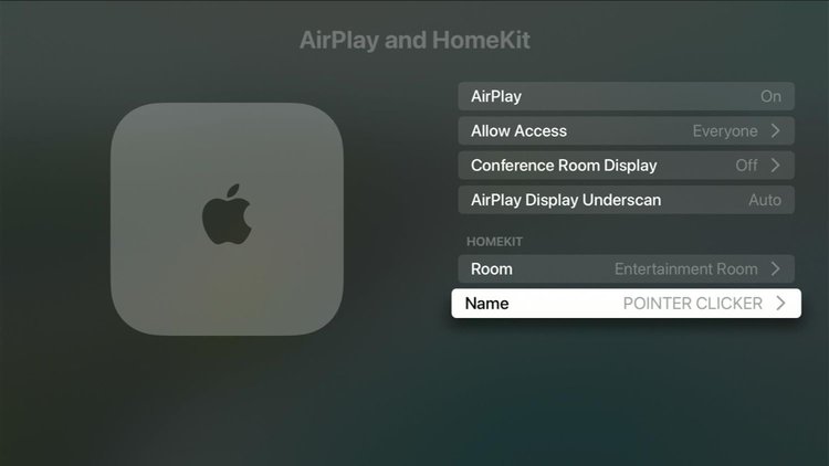 change apple tv name in airplay and homekit menu