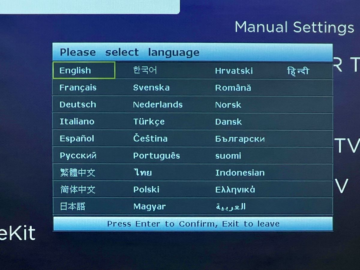 choose language on a benq projector
