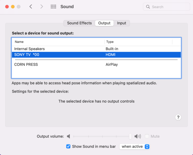 choose the sound output on a macbook