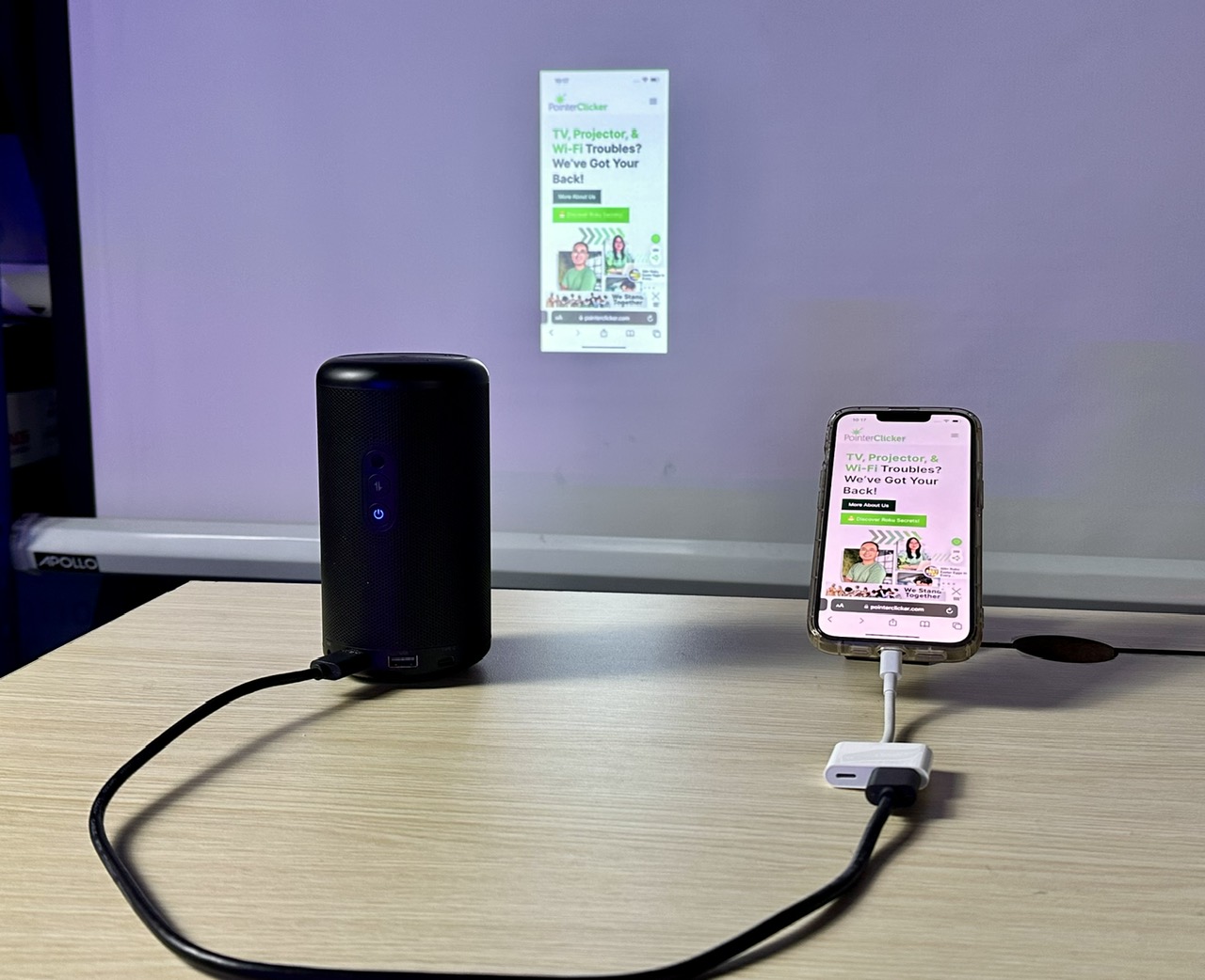 connect an iphone to a nebula projector using an hdmi adapter