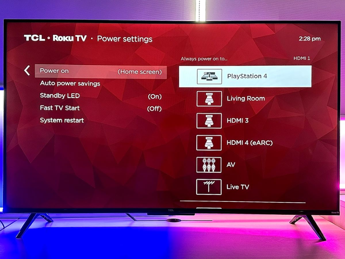 default input feature on a roku tv