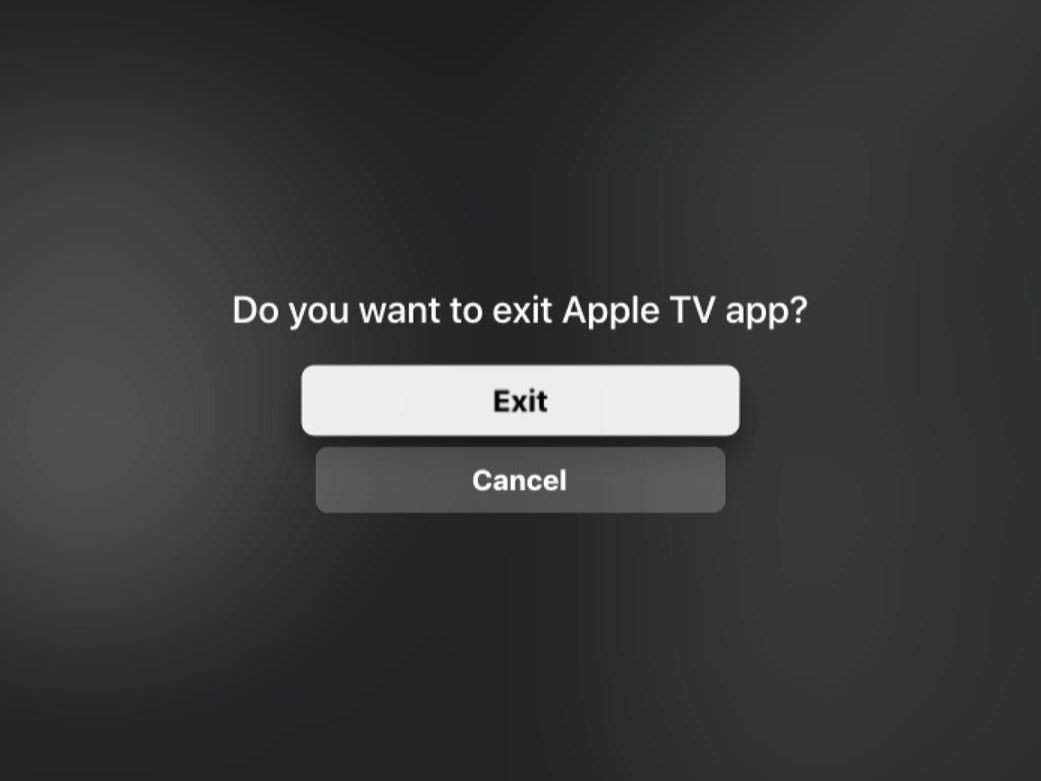 exit the apple tv app option