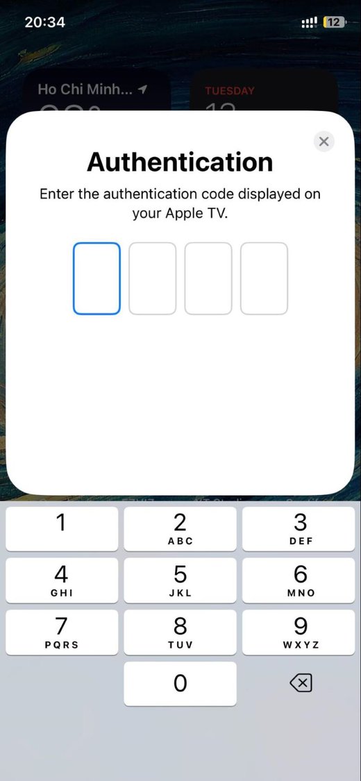 input Airplay authentication code on iPhone