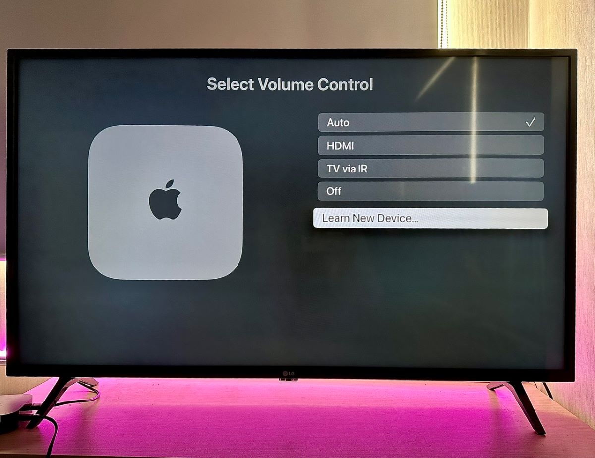 learn new device... option is highlighted on an apple tv