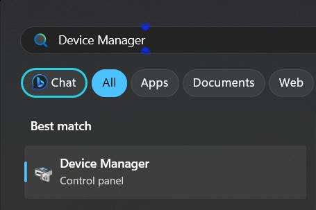 on a windows laptop, go to the start menu and search for device manager