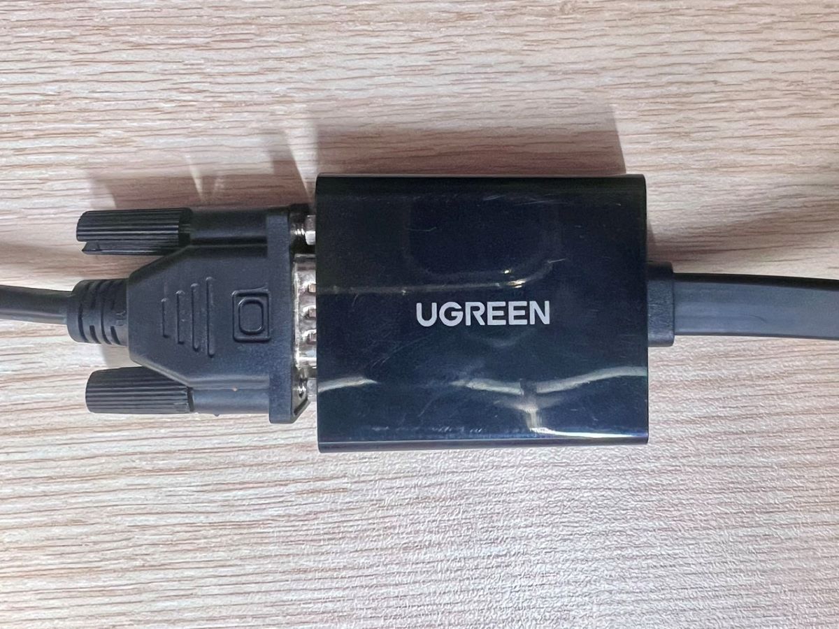 plug the vga cable into the adapter's vga port