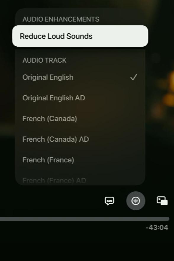 reduce loud sounds option is disable on an apple tv