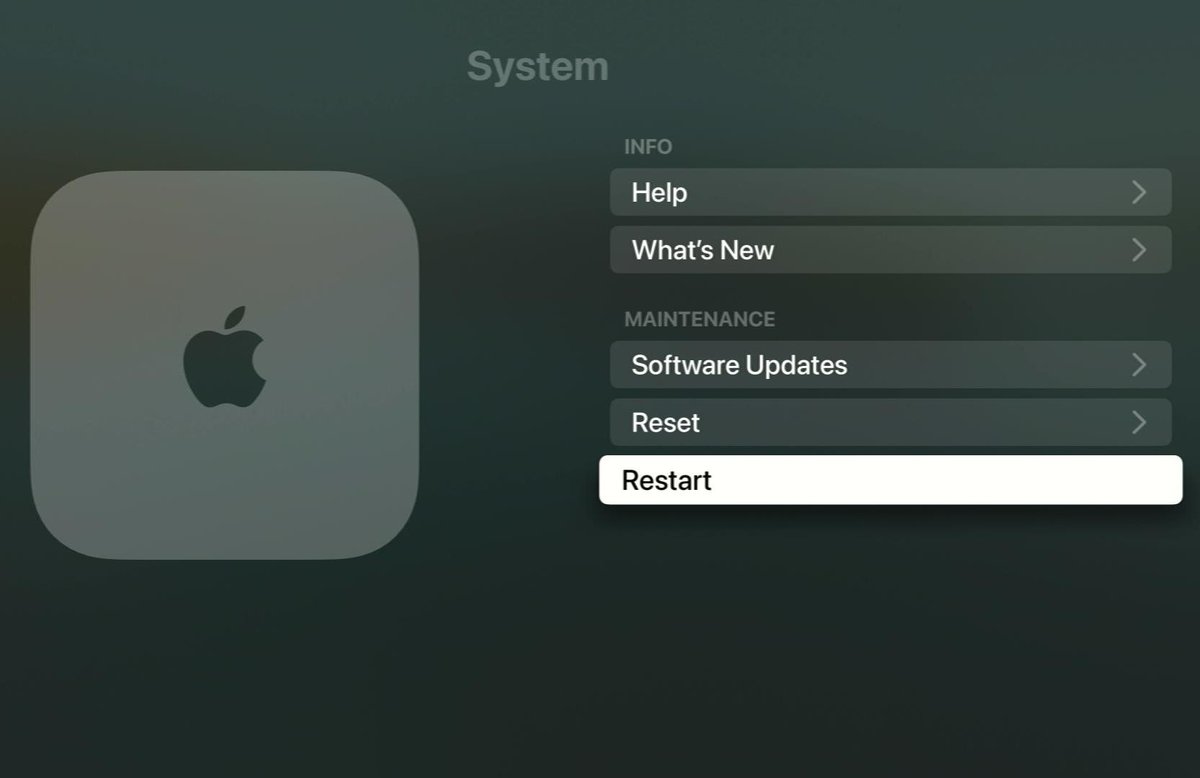 restart an apple tv