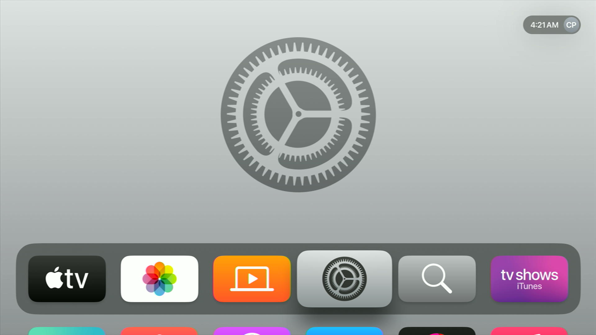 settings app is highlighted on an apple tv