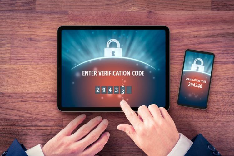 six-digit verification number on tablet and smartphone