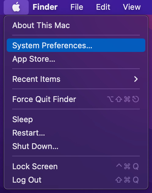 system preferences option on a macbook is highlighted