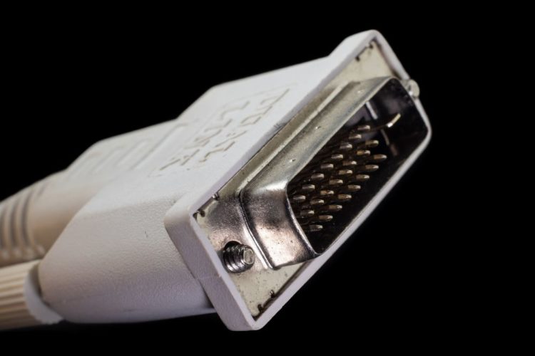 Close-up of White DVI cable