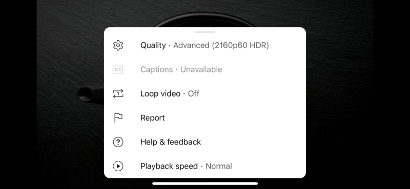 The quality section indicates that the Youtube video is playing in HDR format