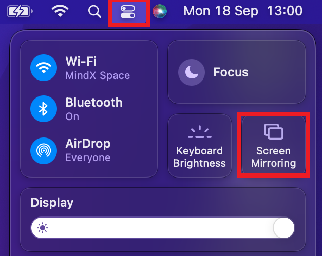 The screen mirroring feature on MacBook mini