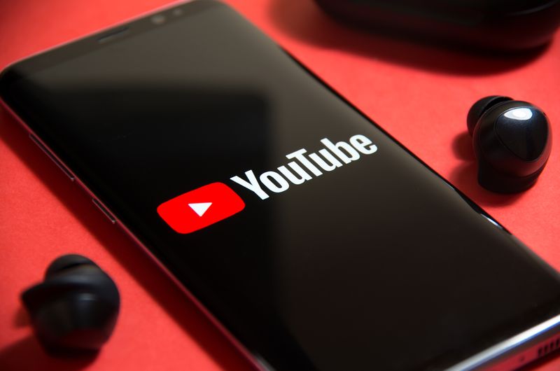 a YouTube logo on smartphone
