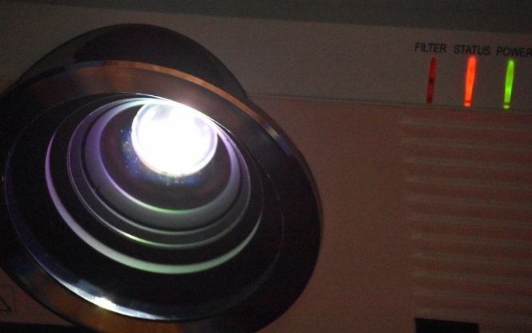 a close-up of projector lamp