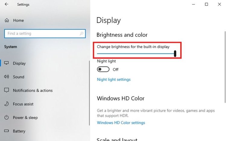 adjust brightness of laptop with color slider