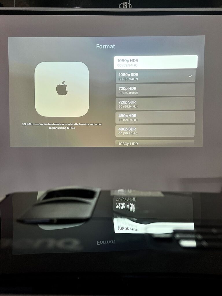 adjust resolution of an apple tv on a benq projector