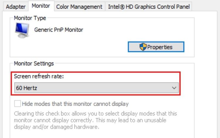 adjust screen refresh rate on laptop