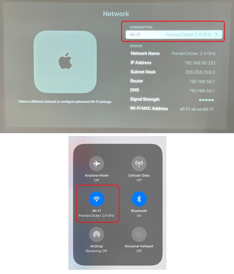 apple TV and iPhone are connected to the same Wi-Fi network
