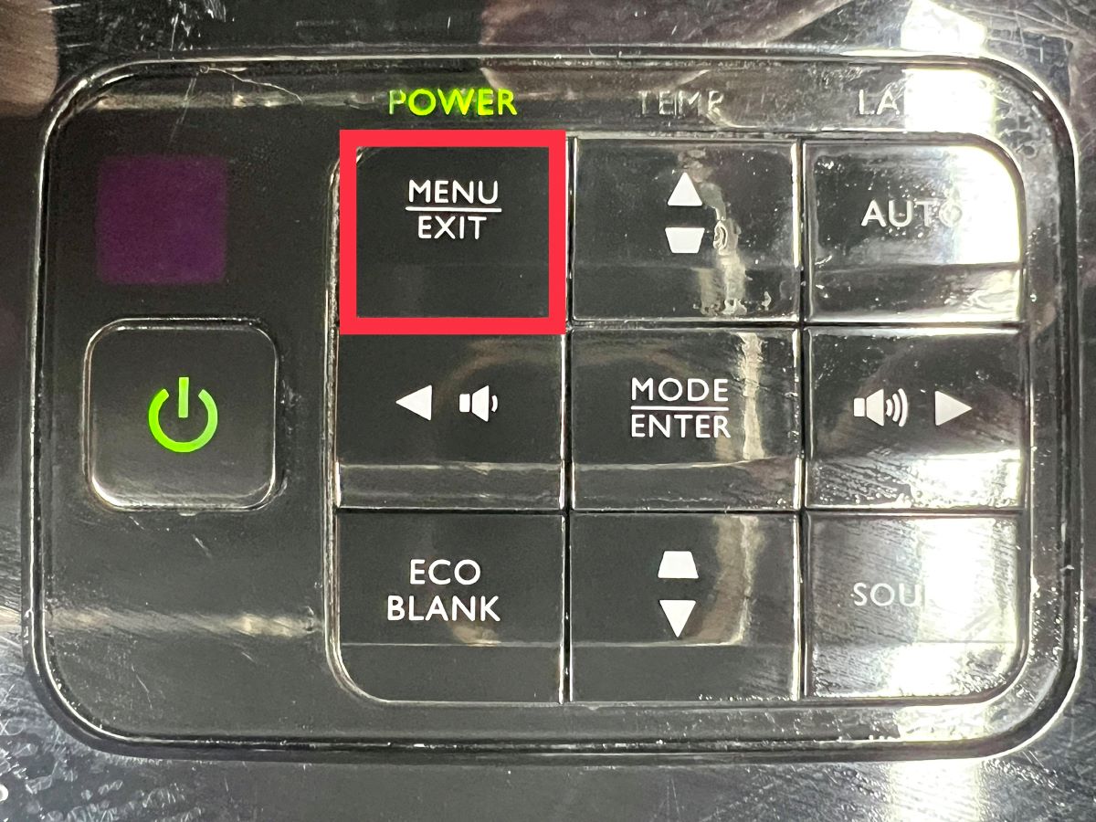 benq panel with menu button highlighted