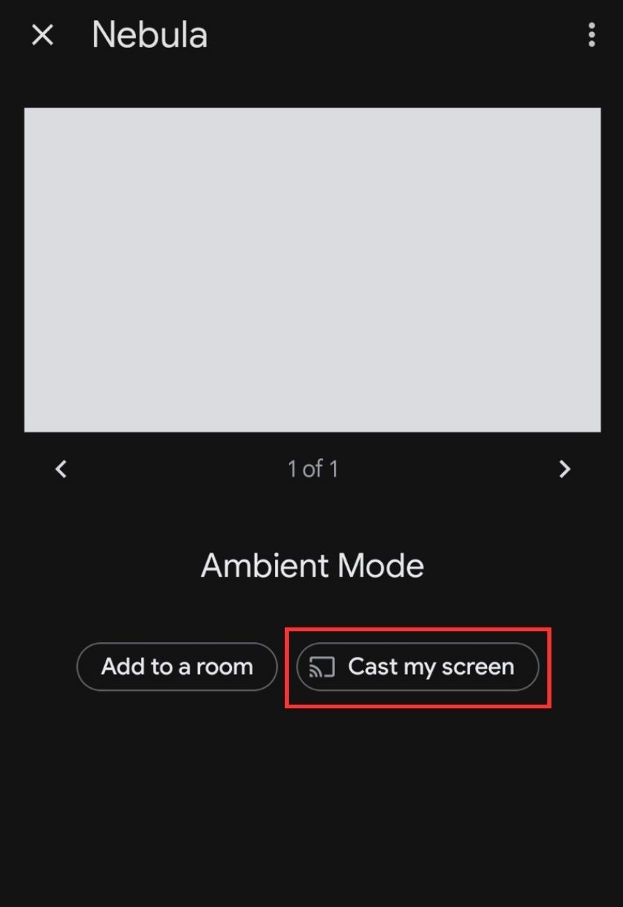 cast my screen option is highlighted on a samsung phone