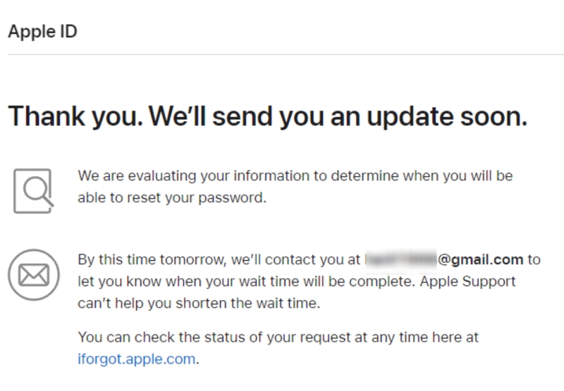 confirm the email from Apple in the final step to change the Apple ID password process on the support website