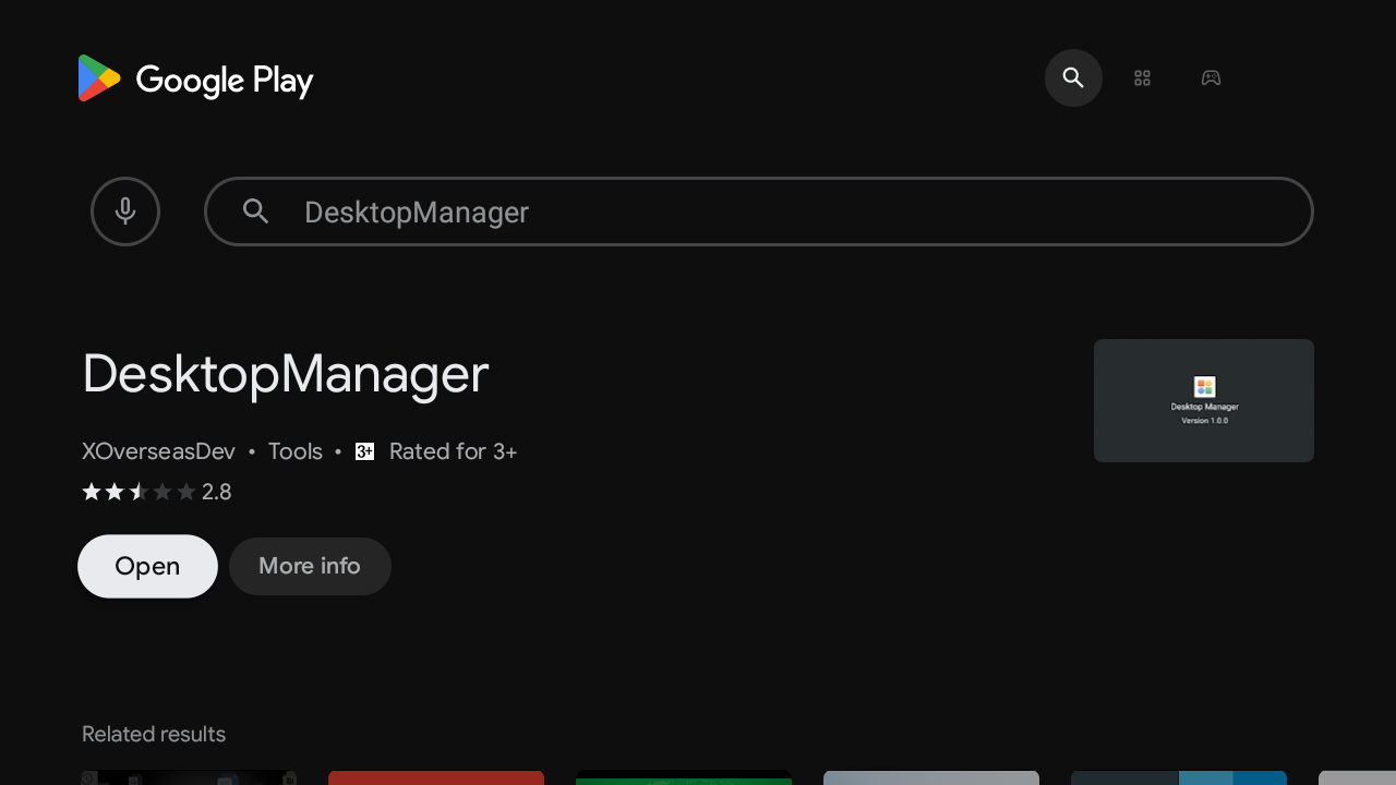 desktop manager app on the play store of an xgimi projector